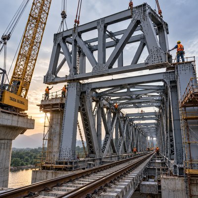 Railway Steel Through-Truss Bridge