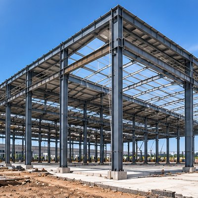 Heavy-Crane Steel Manufacturing Hall